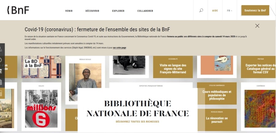 Page d'accueil de la BNF