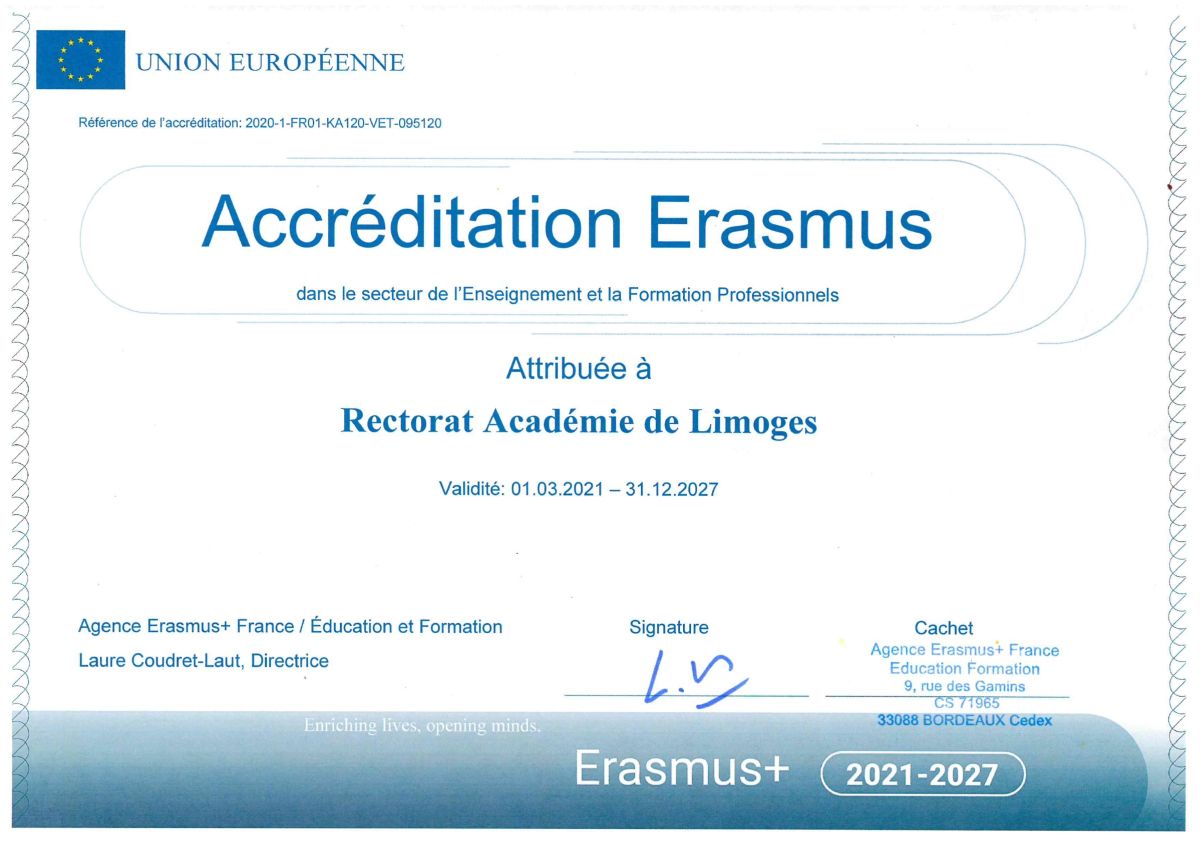 Accréditation Erasmus+ enseignement et formation professionnels