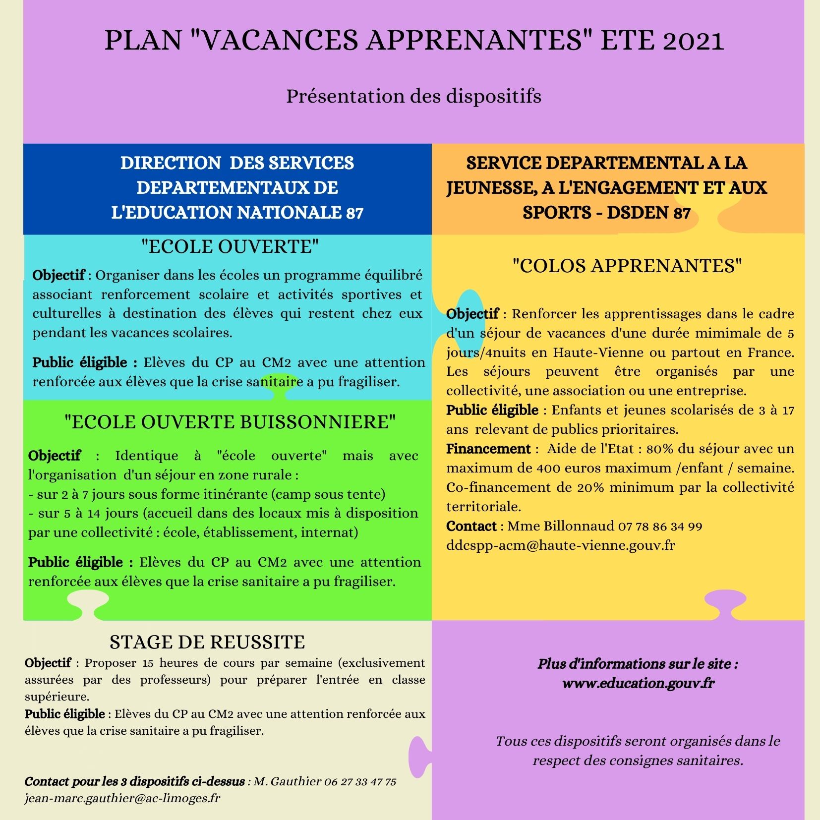 Présentation du dispositif vacances apprenantes