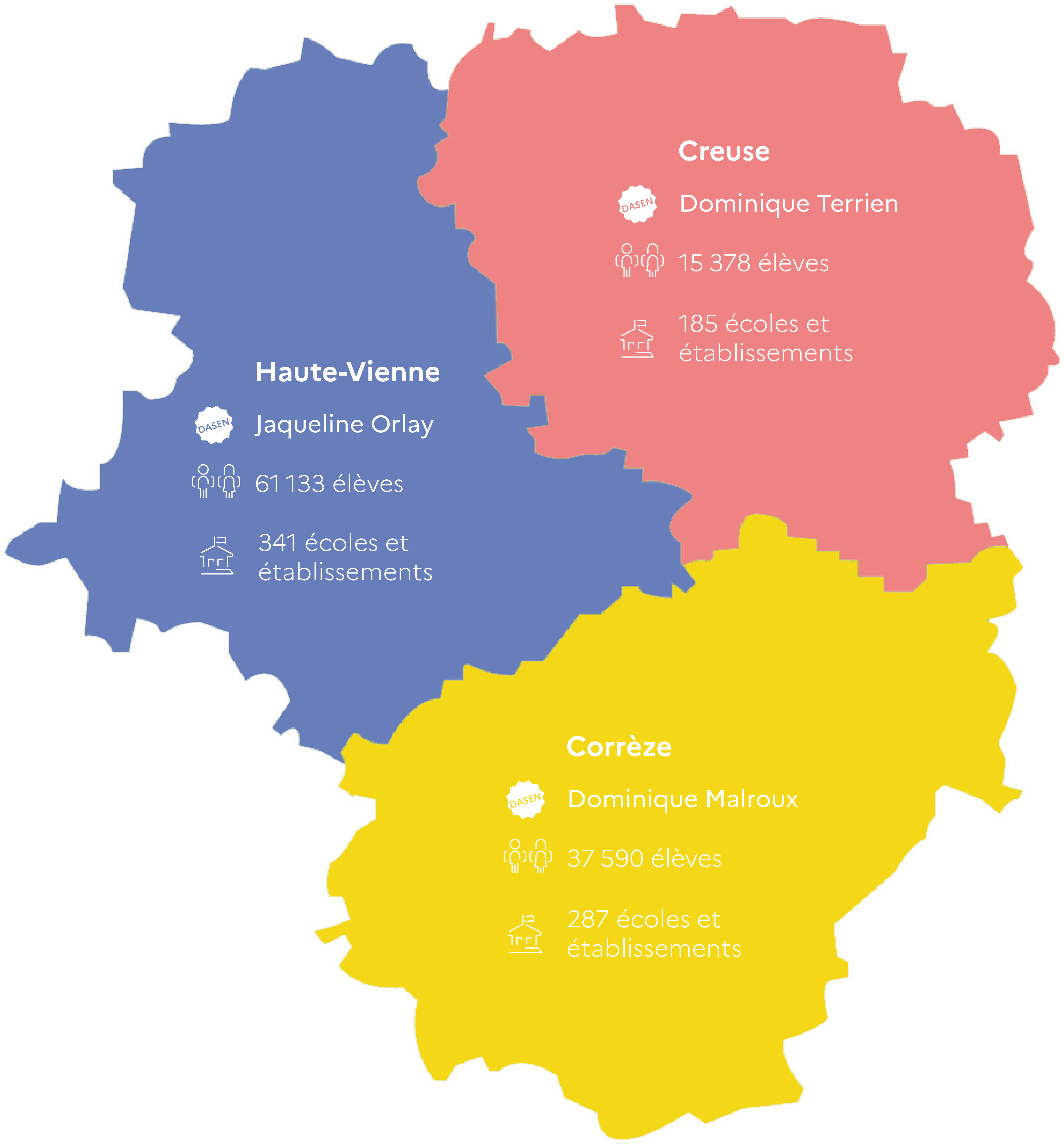 Carte chiffres clés de l'académie de Limoges