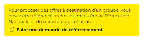 Bouton jaune "Faire une demande de référencement"